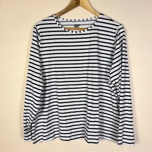 Lands' End Navy Striped Rash Guard Long Sleeve Swim Top Nautical Classic